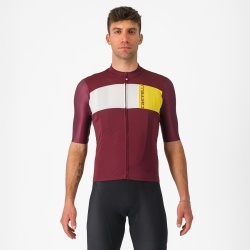 Tricou cu maneca scurta Castelli Prologo 7, Visiniu/Alb/Galben, L