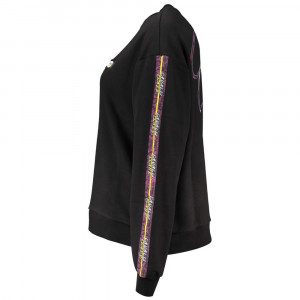 Cavalli Class women blouse sweatshirt дамска блуза суичър черен ластици обемно лого релефно голямо бял надпис