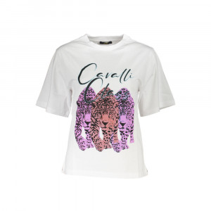 Cavalli Class women t-shirt дамска тениска цвят диня корал релефоно лого