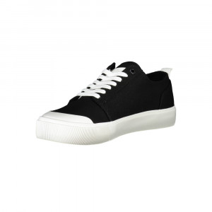 Calvin Klein мъжки кожени черни кецове Black sneakers trainers голямо бяло лого