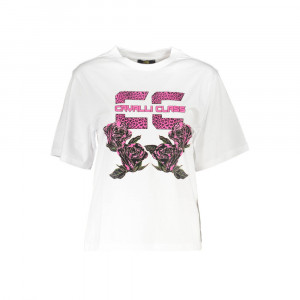 Cavalli Class women t-shirt дамска тениска цвят диня корал релефоно лого