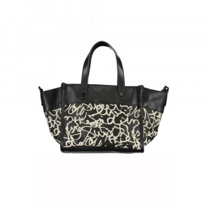 Desigual women bag дамска ръчна чанта принт черно бяло дълга и къса дръжка