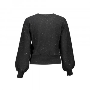 desigual sweater дамски пуловер плетиво черен с бляскави елементи