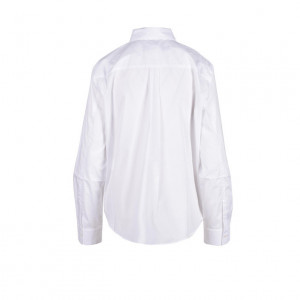 love moschino women shirt бяла дамска риза москино златни елементи лого с къдри и копчета червена