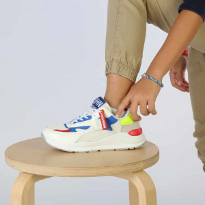 shone kids sneakers детски маратонки висока подметка цветни детайли син жълт зелен мента
