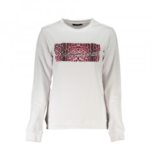 Cavalli Class women blouse sweatshirt дамска блуза суичър черен ластици обемно лого релефно голямо бял надпис