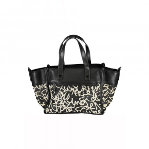 Desigual women bag дамска ръчна чанта принт черно бяло дълга и къса дръжка