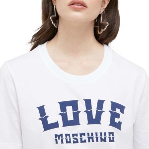Love Moschino дамска розова с черен релефен надпис