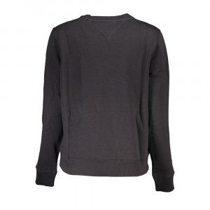 Tommy Hilfiger women blouse sweatshirt дамска блуза суичър черен ластици обемно лого релефно голямо бял надпис
