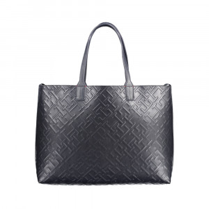 Tommy Hilfiger women blackдамска чанта черно розово голямо лого 