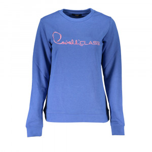 Cavalli Class women blouse sweatshirt дамска блуза суичър черен ластици обемно лого релефно голямо бял надпис