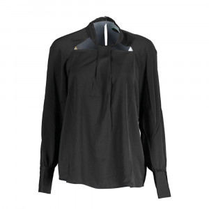 Guess shirt women дамска риза черна с детайли на деколтето и връзки