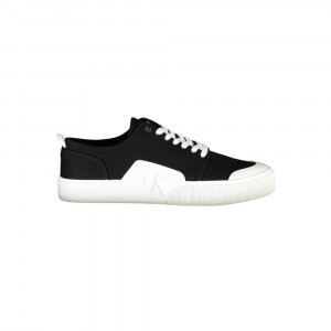 Calvin Klein мъжки кожени черни кецове Black sneakers trainers голямо бяло лого