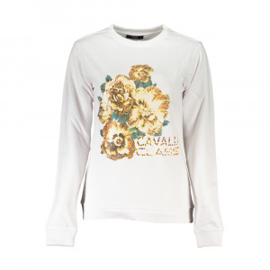 Cavalli Class women blouse sweatshirt дамска блуза суичър черен ластици обемно лого релефно голямо бял надпис