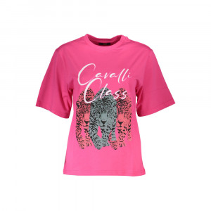 Cavalli Class women t-shirt дамска тениска цвят диня корал релефоно лого