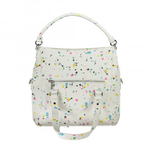 Desigual women bag rucksack backpack дамска черна раница с релефни детайли цветен цип и джоб отпред
