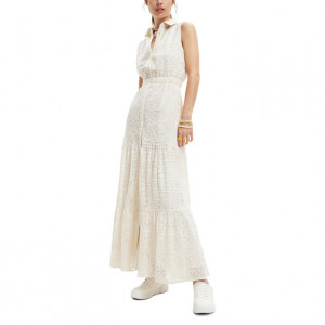 Desigual women dress дамска рокля  дъ;га с дантели бяла