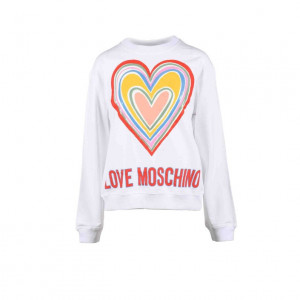 love moschino women blouse shirt дамска блуза суичър черен ластици обемно лого релефно голямо бял надпис
