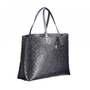 Tommy Hilfiger women blackдамска чанта черно розово голямо лого 
