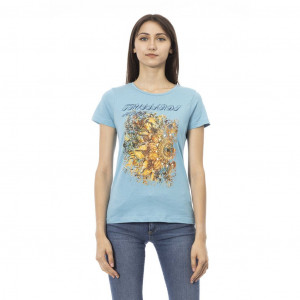 Trussardi Action women t-shirt дамска тениска цвят диня корал релефоно лого