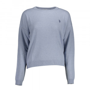 U.S Polo Assn swetaer oversize пуловер дамски син лилав с лого и уголемен