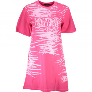  cavalli class woman dress red червена дамска рокля с дълги ръкави до коляното с щампа сърца