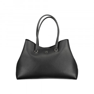 Tommy Hilfiger women blackдамска чанта черно розово голямо лого 