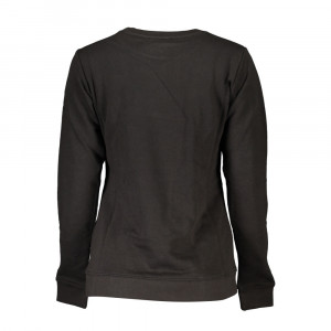 Cavalli Class women blouse sweatshirt дамска блуза суичър черен ластици обемно лого релефно голямо бял надпис