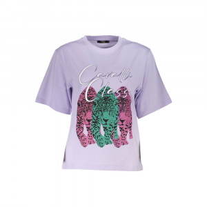 Cavalli Class women t-shirt дамска тениска цвят диня корал релефоно лого