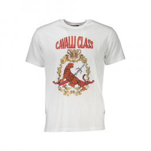 cavalli class t shirt мъжка пролетна тениска бяла с голямо лого