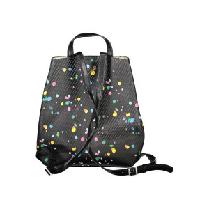 Desigual women bag rucksack backpack дамска черна раница с релефни детайли цветен цип и джоб отпред