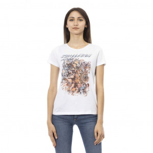 Trussardi Action women t-shirt дамска тениска цвят диня корал релефоно лого