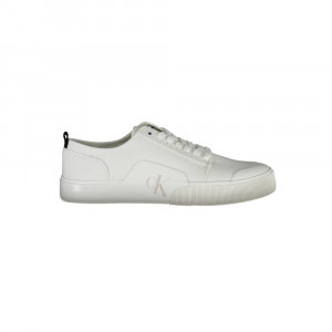 Calvin Klein мъжки кожени черни кецове Black sneakers trainers голямо бяло лого