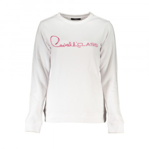 Cavalli Class women blouse sweatshirt дамска блуза суичър черен ластици обемно лого релефно голямо бял надпис
