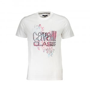 cavalli class t shirt мъжка пролетна тениска бяла с голямо лого