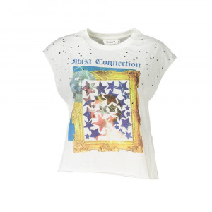 Desigual дамска тениска бяла с лице щампа 