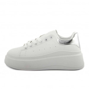 fashion attitude women sneakers дамски кецове черни с детайли лъскави висока подметка бял
