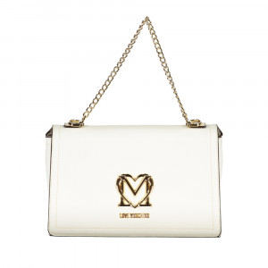 Love Moschinо white дамска бяла чанта верижка златно лого 