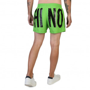 Moschino мъжки бански шарен син жълт черно зелено голямо лого лога по целия бански черен