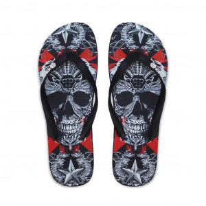 Philipp Plein flip flops unisex джапанки чехли през пръста шарени череп