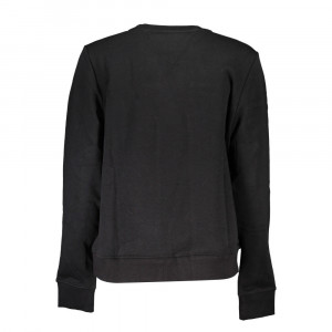 tommy hilfiger women blouse sweatshirt дамска блуза суичър черен ластици обемно лого релефно голямо бял надпис