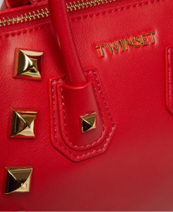 twinset woman bag дамска червена панта с къси дръжки и капси