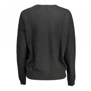 U.S Polo Assn swetaer oversize пуловер дамски черно плетиво с лого и уголемен