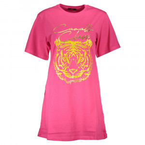  cavalli class woman dress red червена дамска рокля с дълги ръкави до коляното с щампа сърца