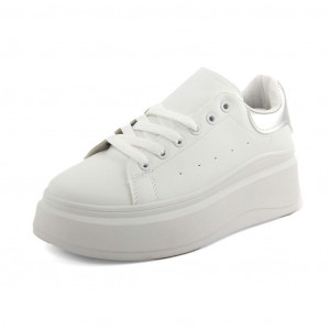 fashion attitude women sneakers дамски кецове черни с детайли лъскави висока подметка бял