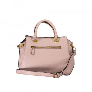 Guess woman bag дамска чанта розов с релефни детайли и златна верига