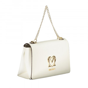Love Moschinо white дамска бяла чанта верижка златно лого 