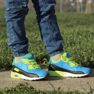 shone kids sneakers детски маратонки висока подметка цветни детайли син жълт зелен мента