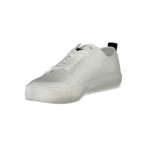 Calvin Klein мъжки кожени черни кецове Black sneakers trainers голямо бяло лого