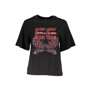 Cavalli Class women t-shirt дамска тениска цвят диня корал релефоно лого